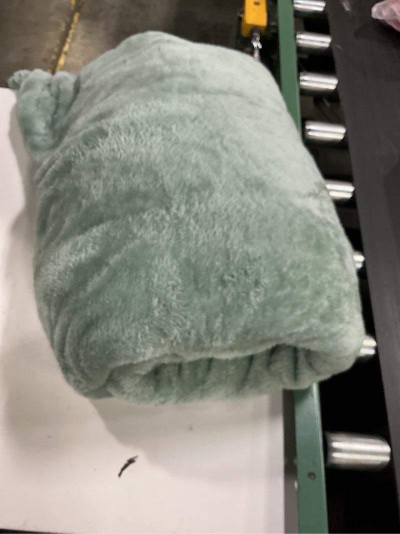 Condition photo showing Good Condition for better homes & gardens luxury velvet plush blanket, soft green, king