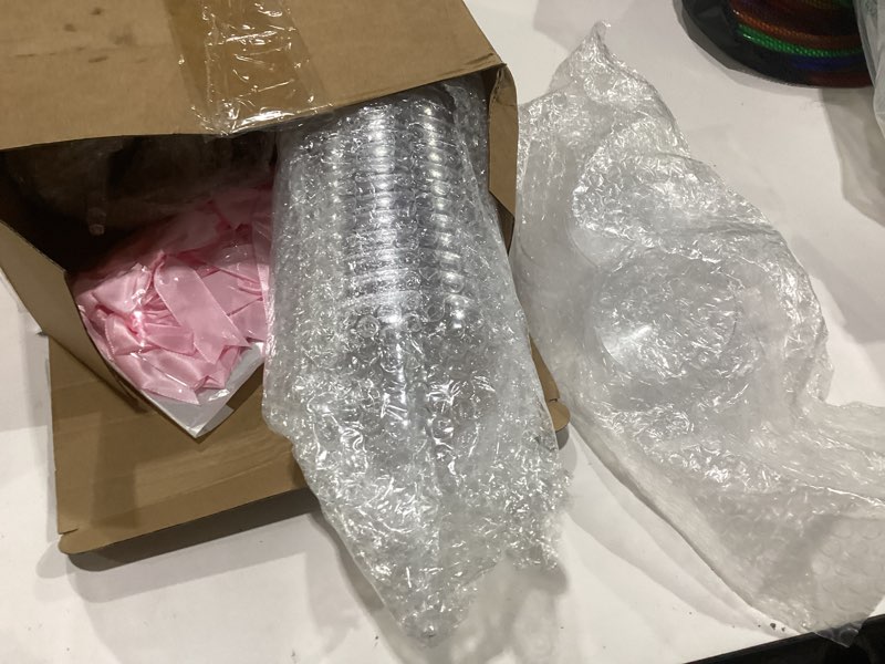 Condition photo showing New/Like New for lemonroad 36 sets clear plastic martini glasses with pink bows, 12oz disposable plastic margarita cocktail cups for wine, martini, wedding champagne, bachelorette party supplies 36 pink 12 oz
