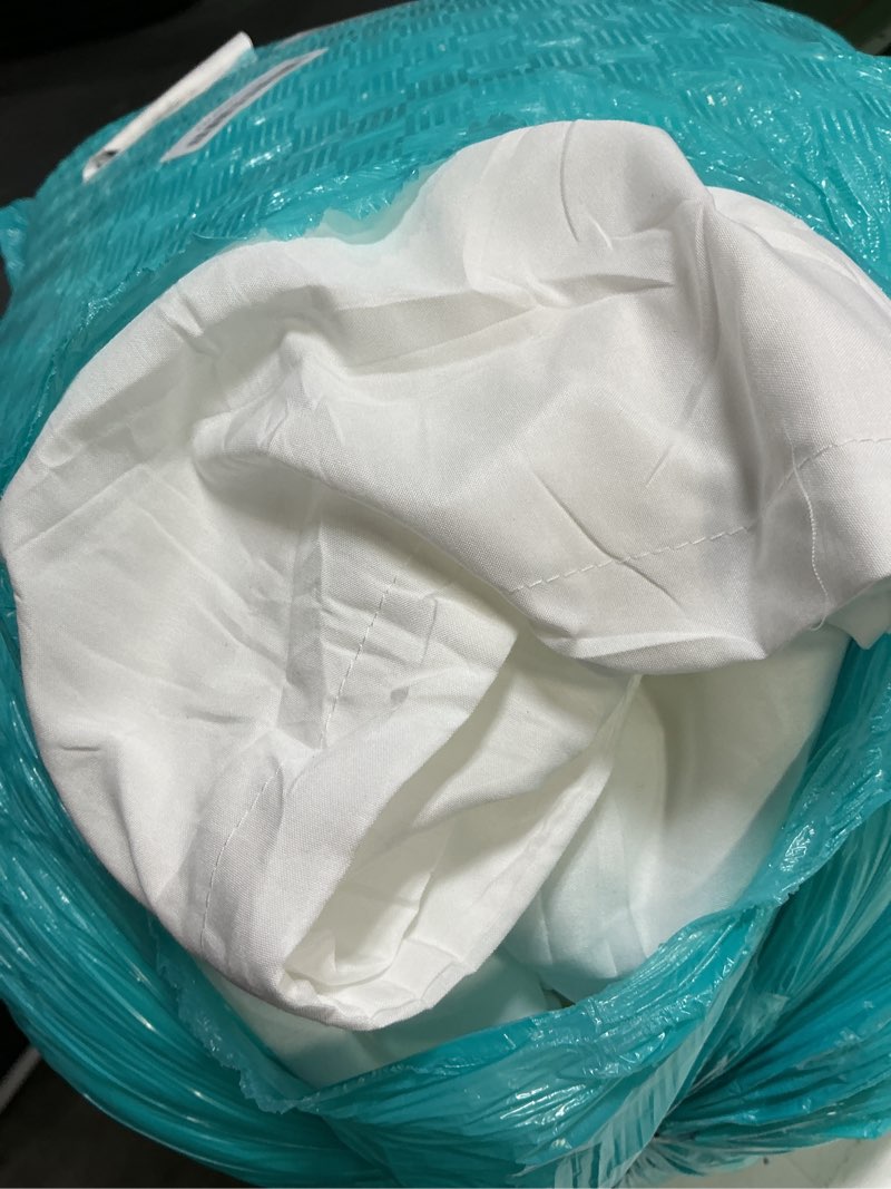 Condition photo showing As Is for Litanika White Comforter King Size, 3 Pieces Lightweight Solid Bedding Comforter Set, All Season Fluffy Bed Set (104x90In Comforter & 2 Pillowcases) Bright White King