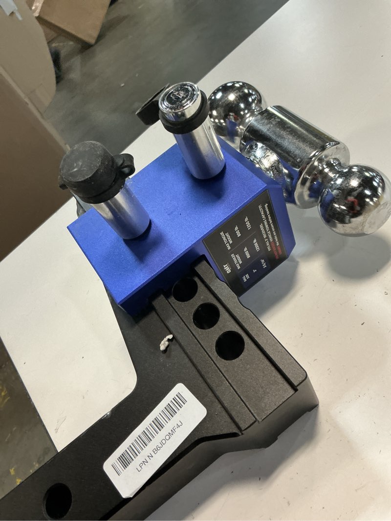 Condition photo showing As Is for orion motor tech adjustable trailer hitch, fits 2" receiver, 5" drop hitch with 2" & 2-5/16" balls, anti-theft steel tow hitch stowable ball mount with 15000 lb gtw for class iii & iv vehicles 2" receiver 5" drop & rise-steel hitch