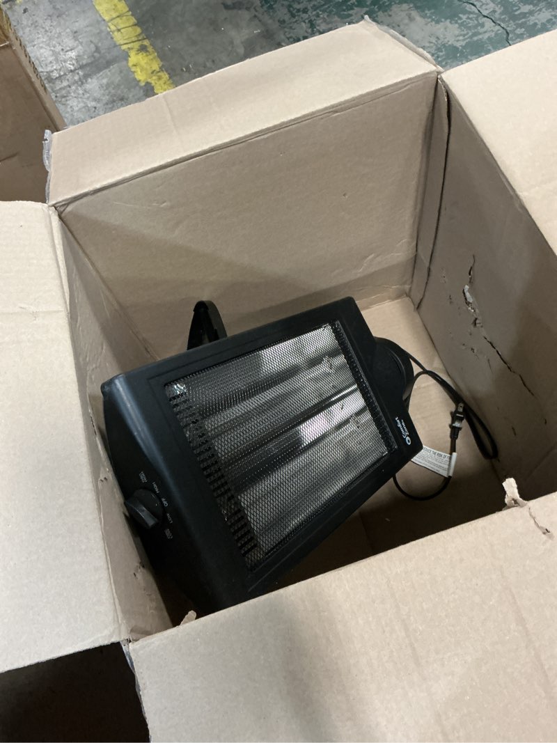 Condition photo showing As Is for Comfort Zone Oscillating Portable Space Heater, Flat Panel, Halogen, Infrared, Electric, Adjustable Tilt, Overheat Sensor, Stay-Cool, & Tip-Over Switch, Ideal for Home, Bedroom, & Office, 800W, CZHTV9