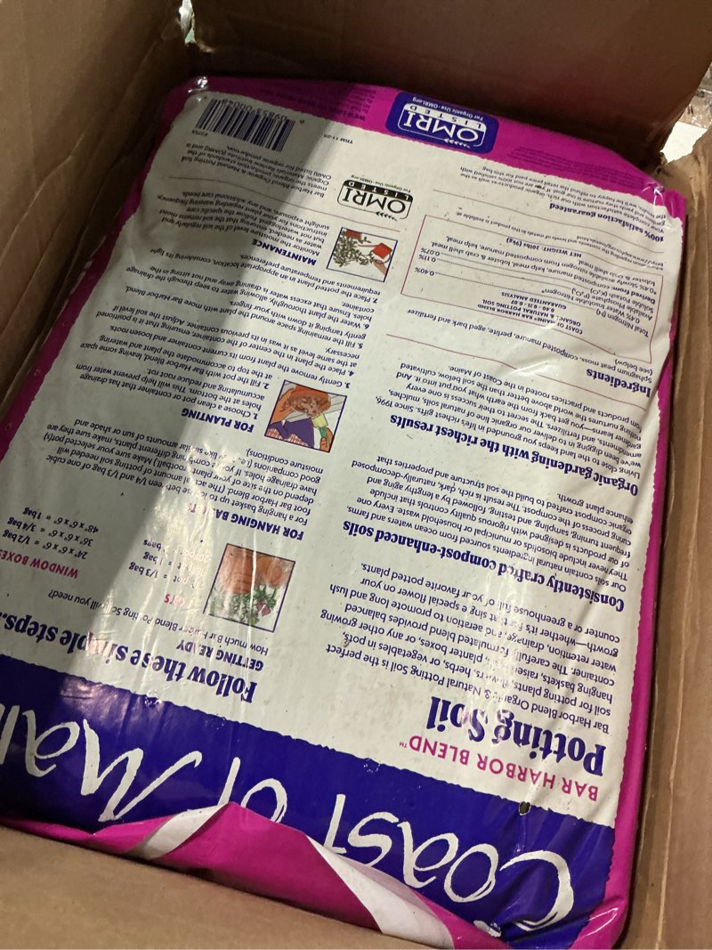 Condition photo showing New/Like New for coast of maine organic & natural bar harbor blend potting soil - organic soil w/perlite for enhanced drainage & aeration - for flowers, herbs & veggies, floral baskets & container gardening (1cf) 1.00 cubic feet 1 pack