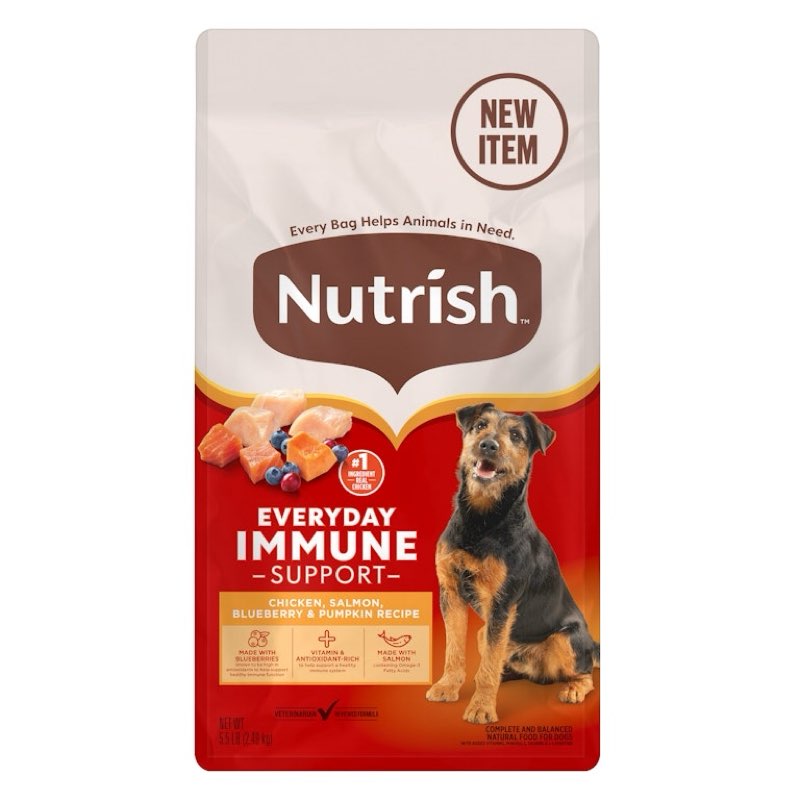 B.B*Sep 12/26*Nutrish Everyday Immune Support Chicken, Salmon, Blueberry & Pumpkin Recipe Dry Dog Food, 5.5lb Bag