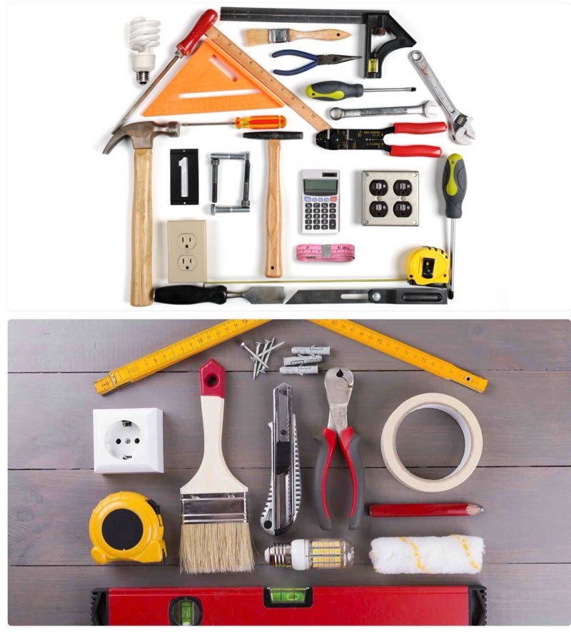 mixture of small miscellaneous loose tools, screws, latches, home repair accessories