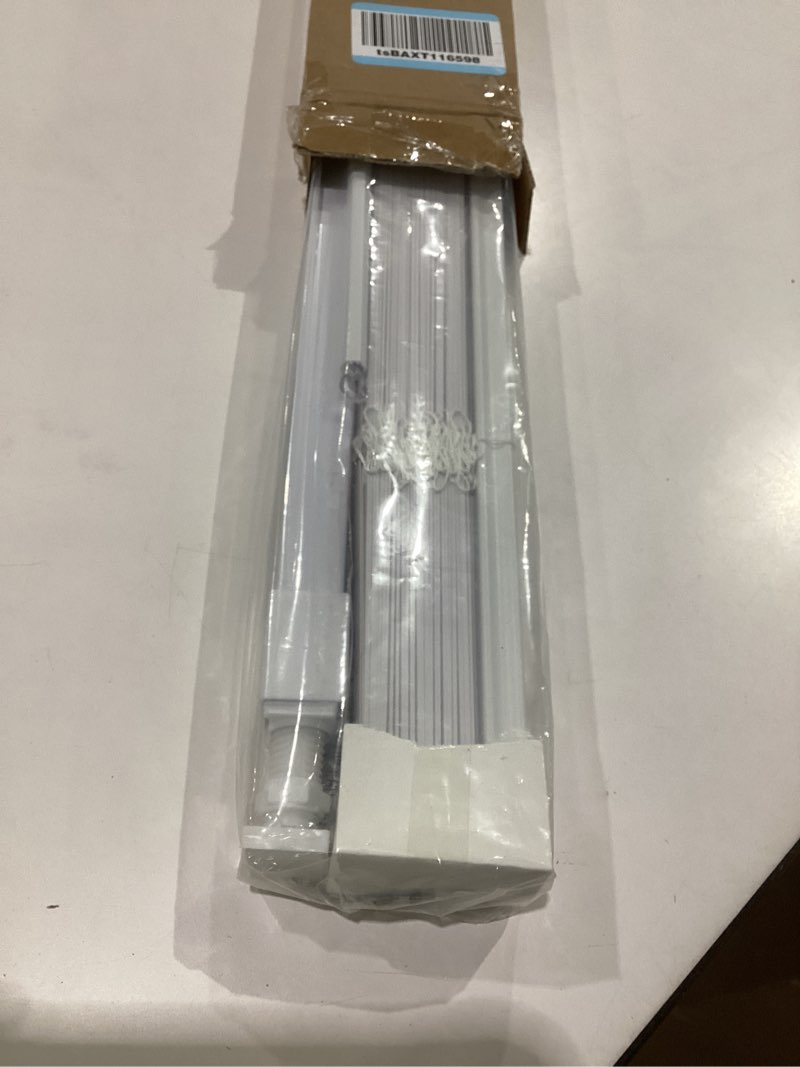 Condition photo showing New/Like New for lazblinds no tools no drill 1" vinyl mini blinds, cordless blinds for windows, light filtering horizontal window blinds & shades, 30" w x 72" h, white cordless-white 30" w x 72" h