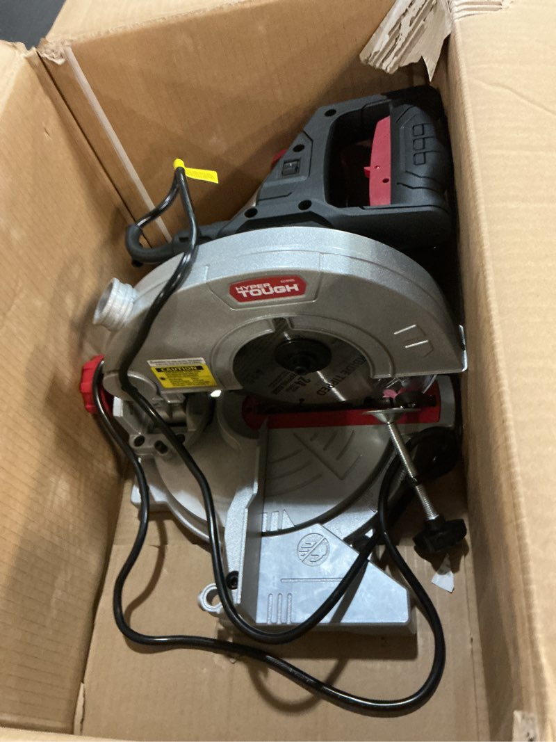 Condition photo showing As Is for hyper tough 9 amp 7-1/4 inch compound miter saw  new condition