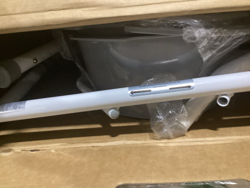 Condition photo showing As Is for Medline 3-in-1 Steel Bedside Commode, Elongated Seat, Sturdy Folding Frame, 7.5 QT. Bucket, 350 lb. Weight Capacity, Clip-on Seat, Easy Cleaning, Tool-Free Assembly, Gray