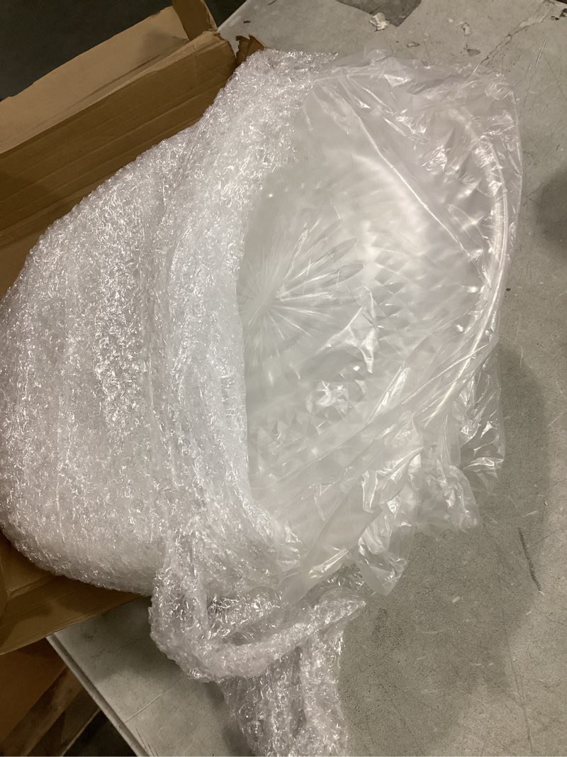 Condition photo showing Good Condition for fumete 10 pcs round plastic serving platters 14 inch clear plastic tray acrylic crystal flan plates for engagement party food cake cookie fruits birthday wedding supplies