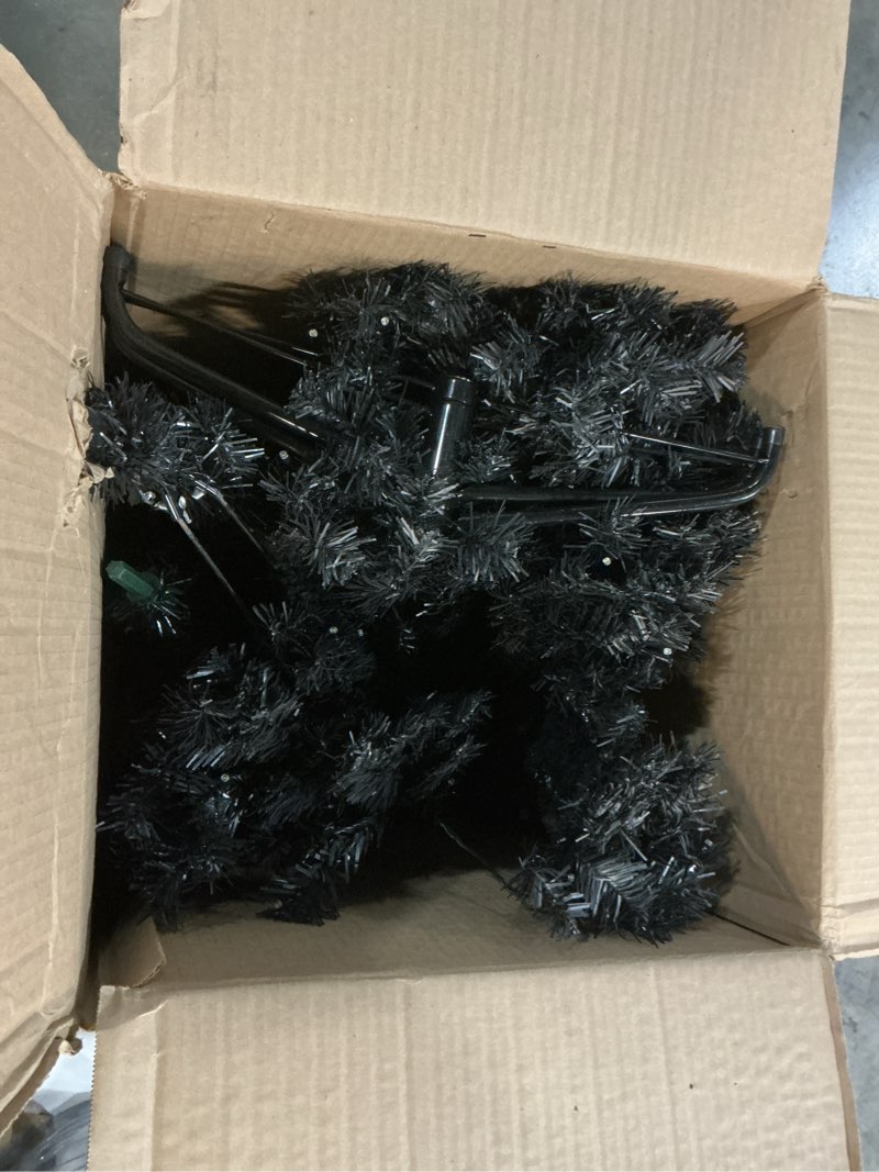 Condition photo showing Good Condition for VINGLI 6ft Black Pre-lit Artificial Christmas Pine Tree with 250 Warm White Lights, Xmas Tree Holiday Party Decorations with Sturdy Metal Stand, Full 900 Tips Branch, 8 Color Modes 5ft 11in Black