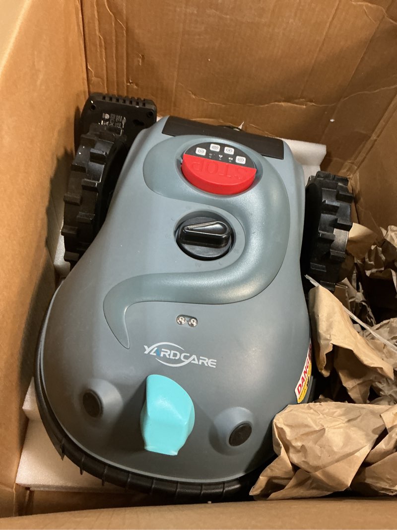 Condition photo showing Good Condition for yardcare 2025 new v100 robotic lawn mower – visual navigation, smart obstacle avoidance, rain sensor, spot spiral cutting, adjustable cutting height, low noise – ideal for small lawns