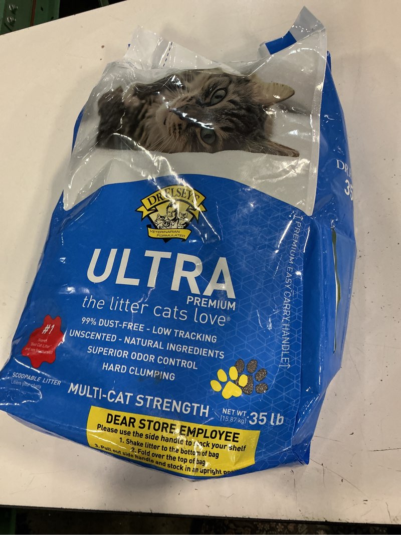 Condition photo showing New/Like New for dr. elsey's premium ultra unscented clumping clay cat litter 35 lb. bag