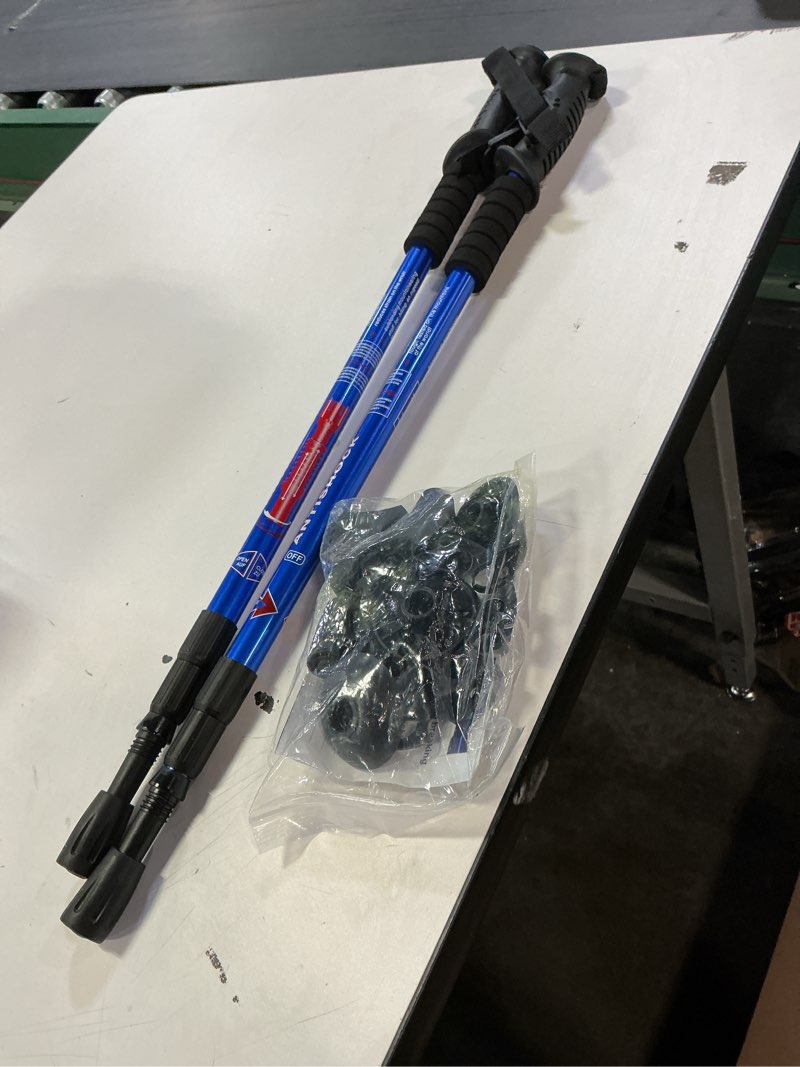Condition photo showing Good Condition for Aihoye Trekking Poles Shock Absorbing Adjustable Hiking or Walking Sticks for Hiking Collapsible Strong, 2-pc Pack Lightweight Walking Pole, All Terrain Accessories and Carry Bag blue