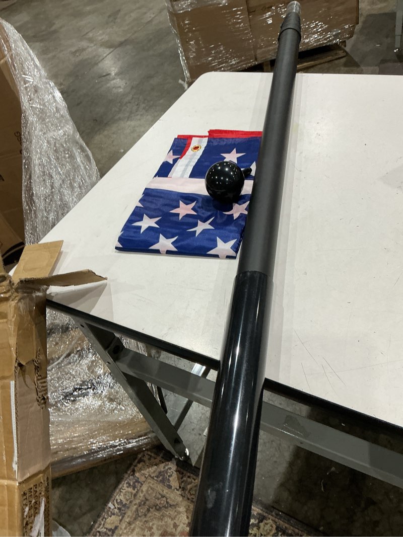 Condition photo showing As Is for 20ft telescopic flagpole kit, heavy duty aluminum outdoor flag poles with 3x5ft american flag and black ball topper, flagpole kit for