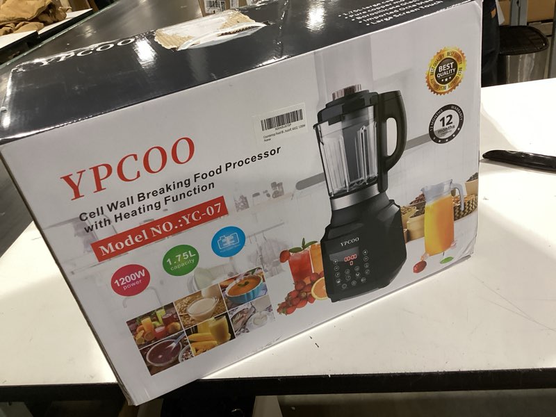 Condition photo showing New/Like New for countertop food blender,hot soup maker,high-speed kitchen food processor with 9 one touch programs,12h preset,self-cleaning,crushing,mixing,juices,pureeing,grinding,chopping,auto-shutoff, 60oz, 1200w