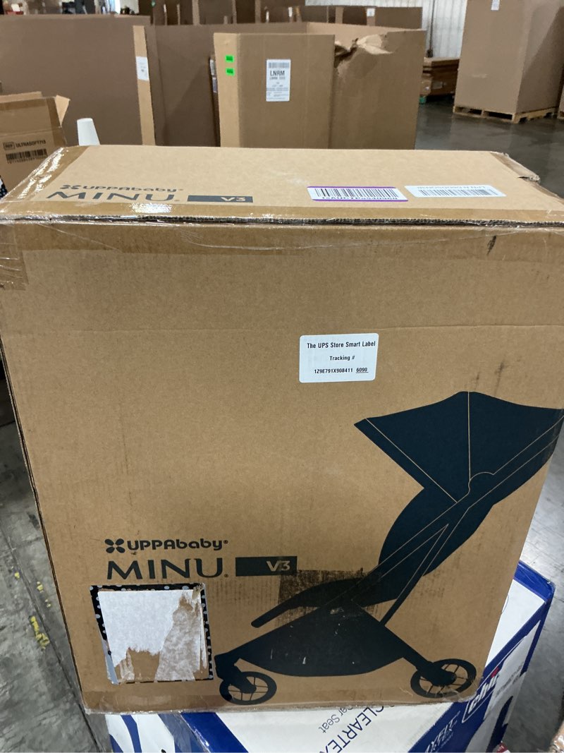 Condition photo showing New/Like New for uppababy minu v3 travel stroller - lightweight & compact - ada ada (sandstone melange/carbon frame/chestnut leather)