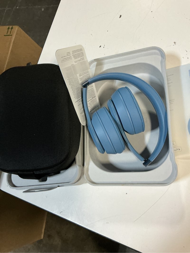 Condition photo showing As Is for beats solo 4 - wireless on-ear bluetooth headphones, up to 50-hour battery life, ultra-lightweight comfort, powerful and balanced sound, apple & android compatible - slate blue slate blue standalone