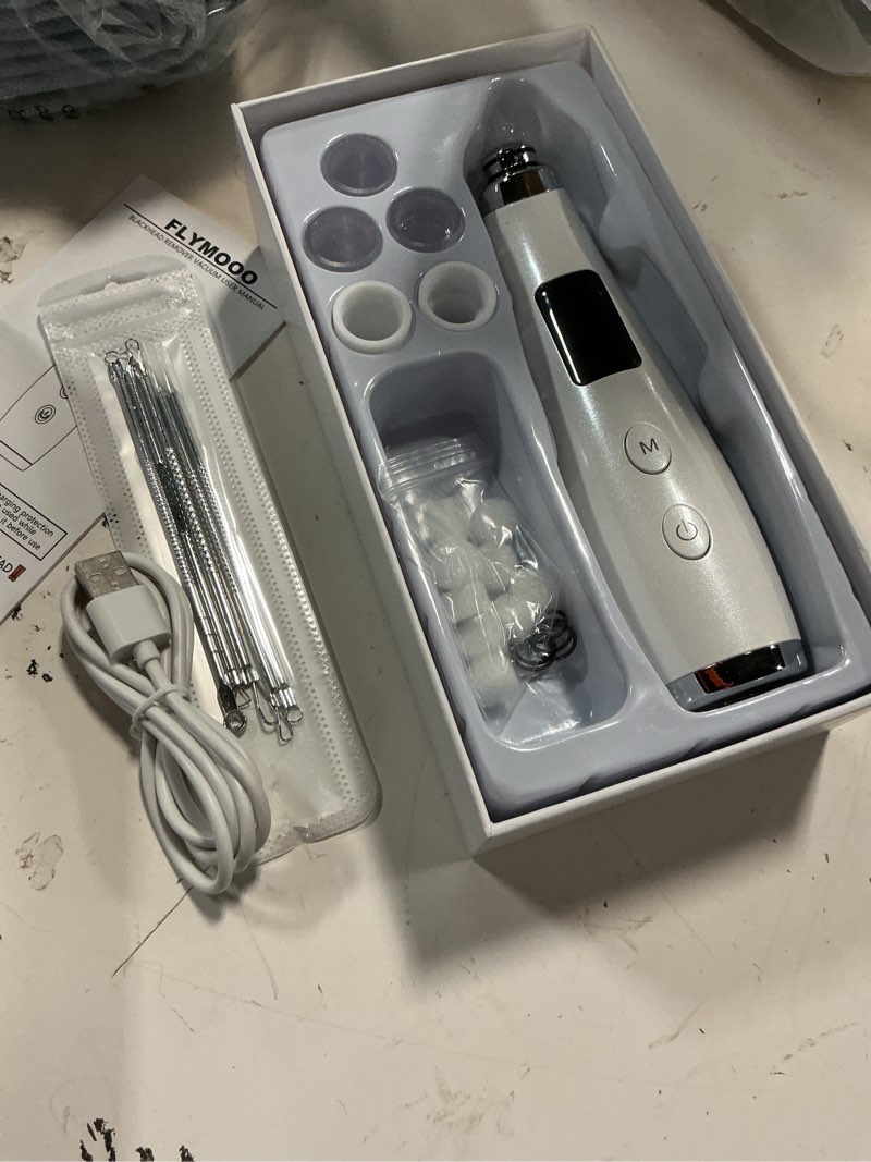 Condition photo showing Good Condition for blackhead remover vacuum, type-c rechargeable pore cleaner with 3 adjustable suction, 6 probes & comedone extractor tool kit for women and men, white heads removal for face & nose (white)