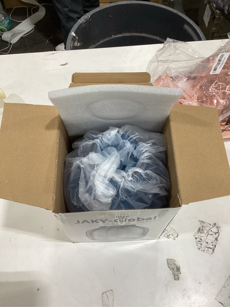 Condition photo showing New/Like New for Blue Glass Vase for Flowers Bud Tall Glass Vases,H-8.0" Simple Striped Design for Home Floor Decor,Farmhouse Decor, Centerpiece Coffee Table Decorations (Blue 8.0IN) B Style-blue H-8.0IN