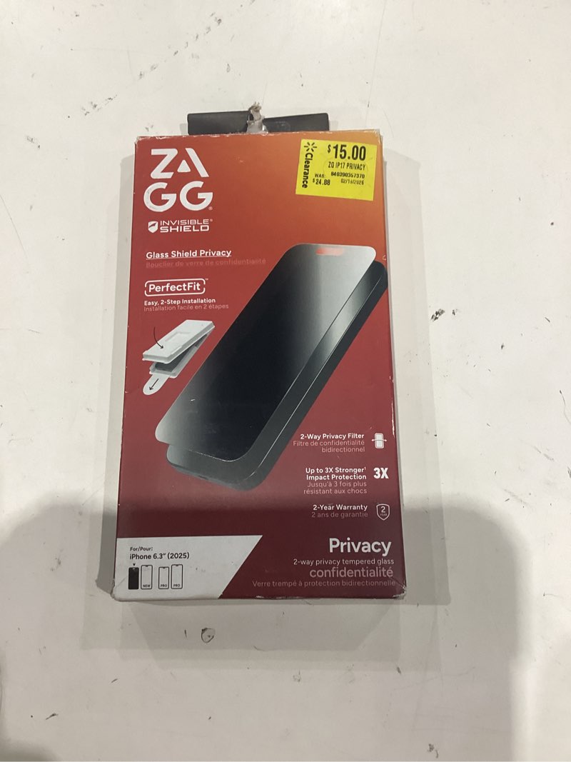 Condition photo showing As Is for zagg invisibleshield – apple iphone 17 & iphone 16 pro glass shield privacy screen protector  perfectfit™ installation  3x stronger glass  impact 