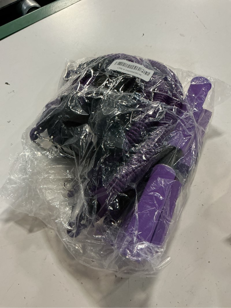Condition photo showing Good Condition for upgrade foot pedal resistance bands with handles, 4 tube adjustable resistance bands for abdomen, waist, arm, core/abs, leg workout - stirrup puller for men women for full body workout, purple