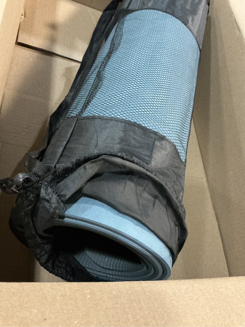 Condition photo showing As Is for gruper yoga mat non slip, eco friendly fitness exercise mat with carrying strap,pro yoga mats for women,workout mats for home, pilates and floor exercises grey blue / black 0.24*24*72 inches