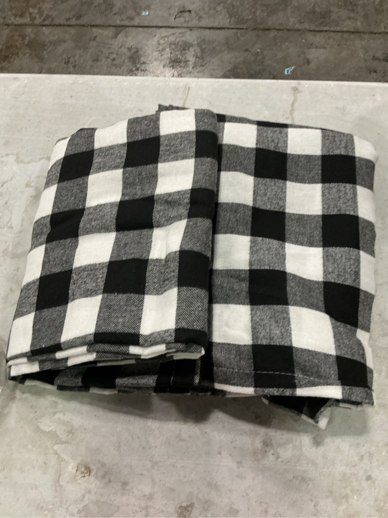 Condition photo showing Good Condition for buffalo check curtains 72 inches long cotton basement black and white gingham plaid kitchen window curtain living room checker drapes bedroom rod pocket window treatment 2 panels