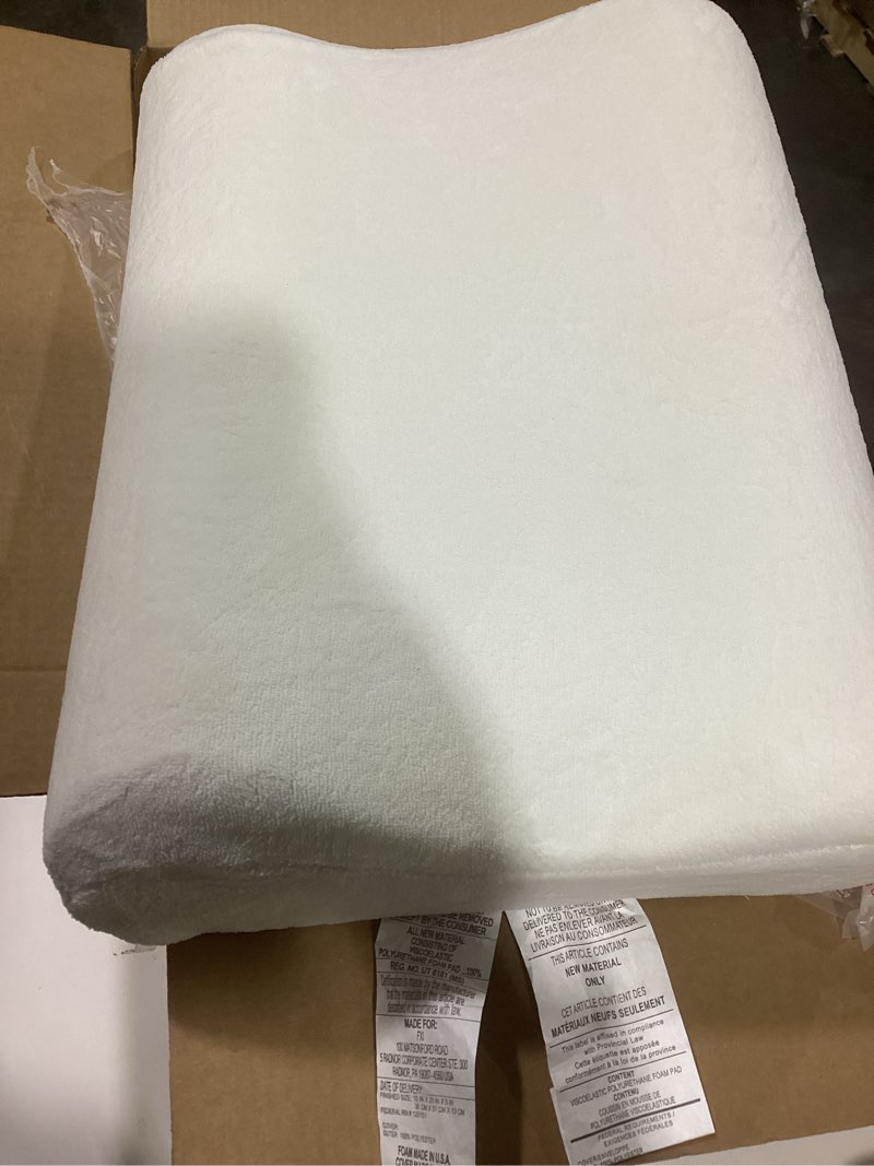 Condition photo showing Good Condition for Sleep Innovations Memory Foam Contour Pillow, Standard Size, Head, Neck, and Shoulder Alignment, Side and Back Sleepers, Medium Support Standard Contour Pillow