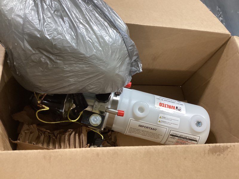 Condition photo showing As Is for doppy hydraulic pump 16 quart, 4 gallon hydraulic power unit 220v 2hp 3450 rpm single phase electric hydraulic car lift pump for dump trailer car lifting & industrial (incomplete)