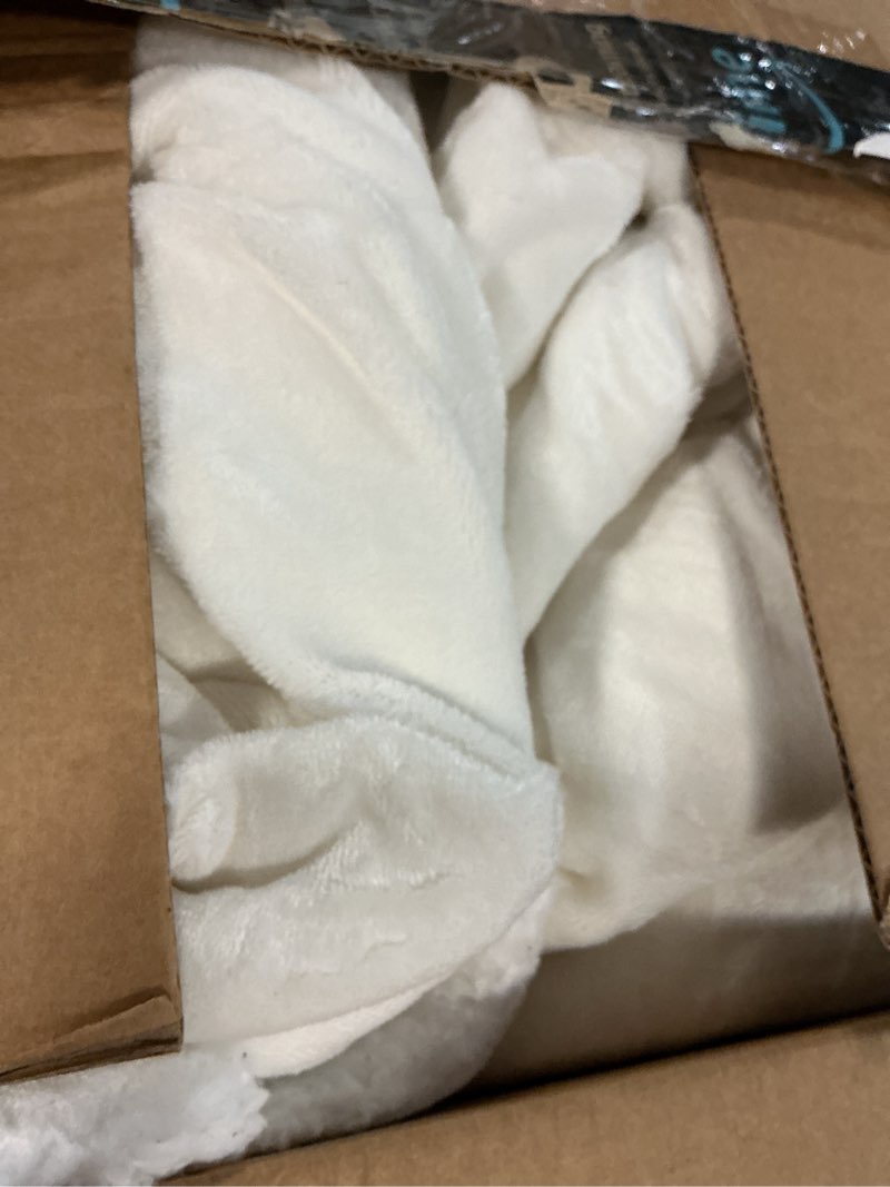 Condition photo showing As Is for lbro2m sherpa fleece bed blanket king size super soft plush warm cozy fluffy microfiber couch throw velvet double reversible blankets,ivory ivory king(90x104 inches)