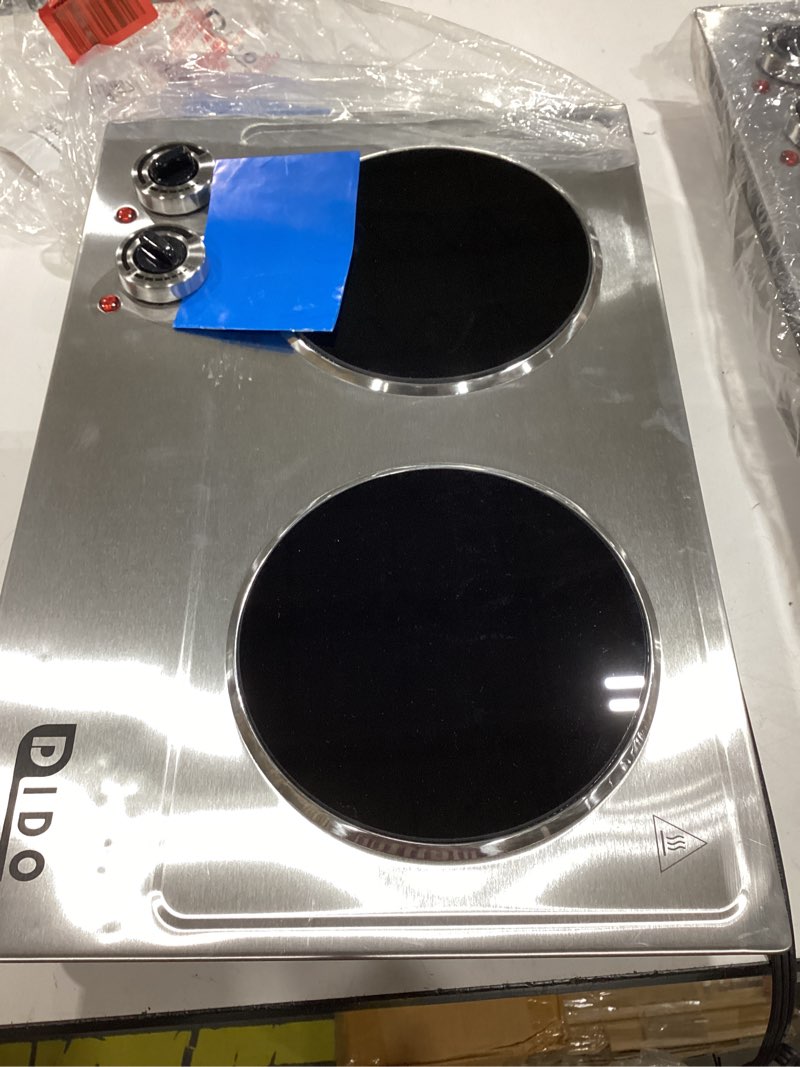 Condition photo showing As Is for dido 1800w ceramic electric hot plate for cooking, dual 7.1\" infrared burners, portable countertop burners crystallite glass plate, electric cooktop for all cookware, stainless steel body