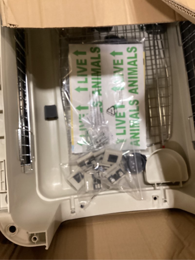 Condition photo showing New/Like New for SportPet Designs Plastic Kennels Rolling Plastic Wire Door Travel Dog Crate - Medium, Gray (CM-2001-CS01) 2b) Medium (Cream/Gray)