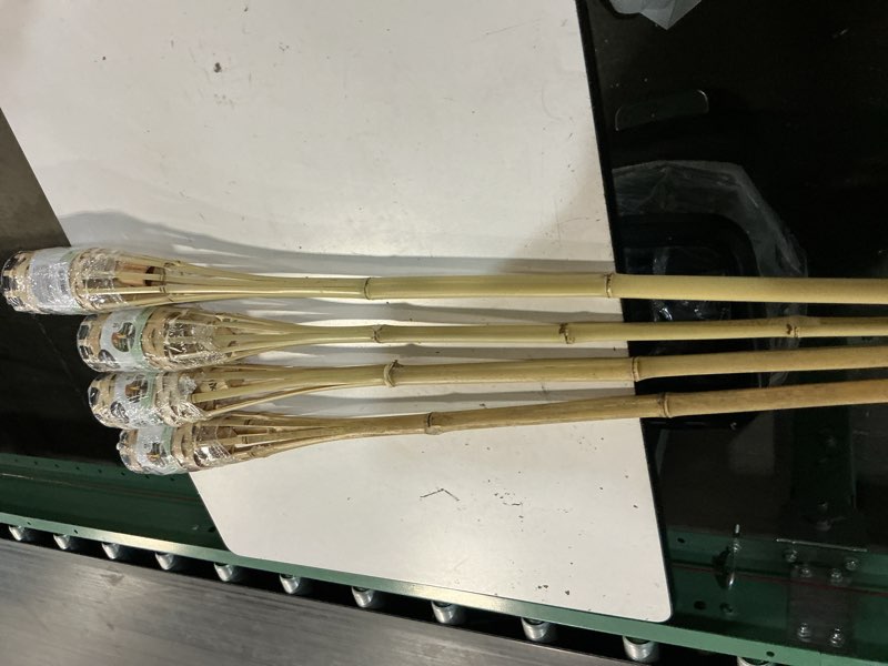 Condition photo showing New/Like New for tiki bamboo tiki torches 4-pack – weather-resistant outdoor décor with easy-pour wide-mouth canister refill for patio, garden, backyard, and parties, 57-inch citronella torches