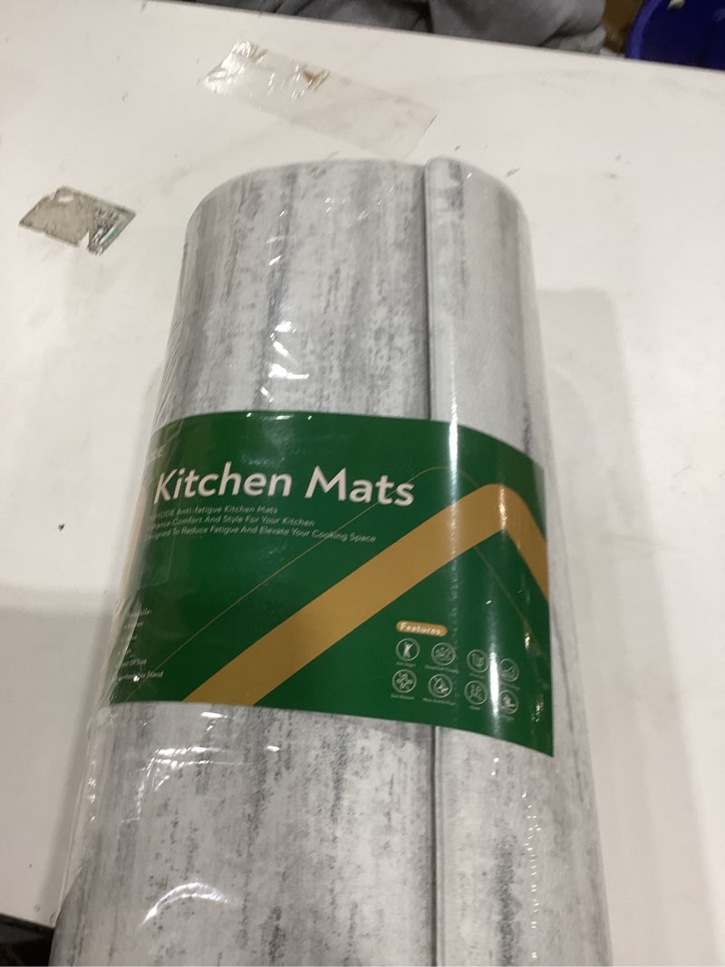 Condition photo showing As Is for KIMODE Anti Fatigue Kitchen Mats for Floor, Farmhouse Kitchen Rugs Sets of 2, Cushioned Kitchen Floor Mats, Comfort Standing Mat for Sink Laundry Office Desk 20"x47"+20"x32" Grey 20" x 47"+20" x 32"--0.47 inches Grey/Multi