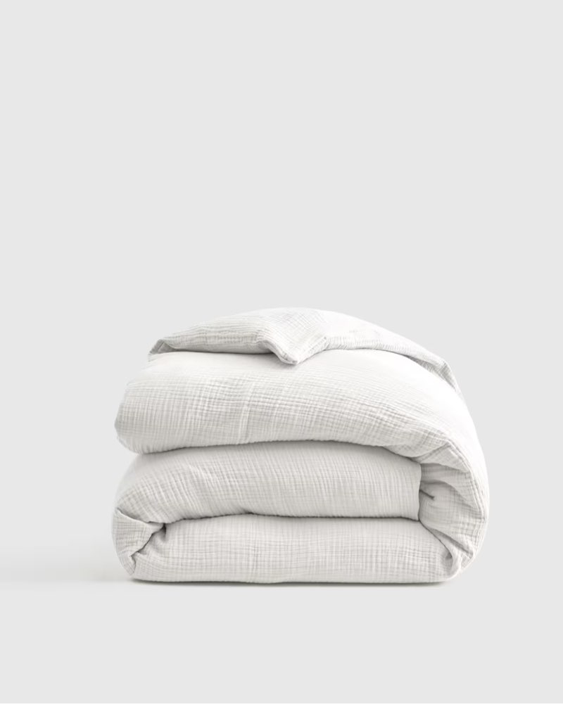quince organic cotton gauze duvet cover white queen 