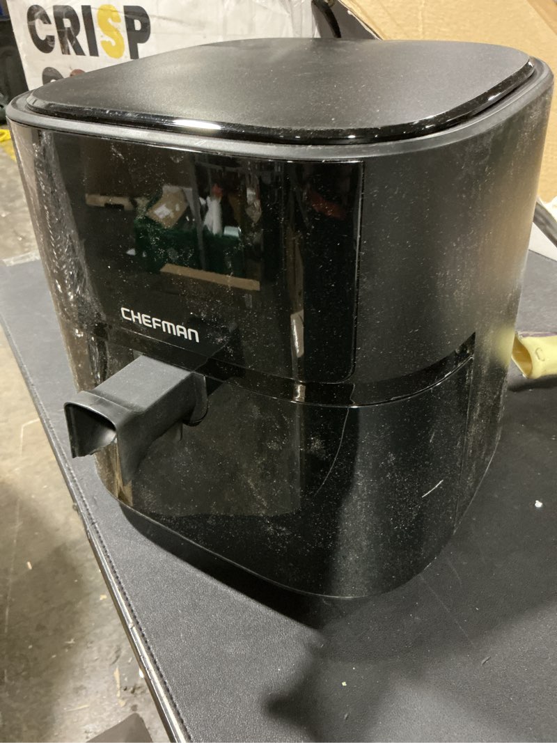 Condition photo showing As Is for HANDLE BROKEN Chefman Air Fryer – 6 QT Compact Airfryer for Quick & Easy Meals, Features Hi-Fry Technology for Extra Crisp, Easy-View Window, Touch Controls with 4 Presets, Nonstick & Dishwasher Safe Basket - Black Black 6 Quart - Window