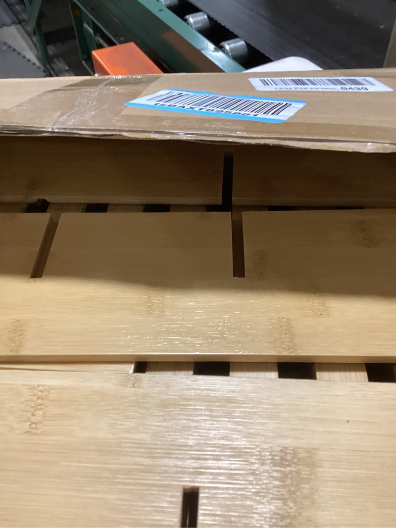 Condition photo showing New/Like New for Amazer Bamboo Makeup Organizer with 3 Drawers, Floor Skin Care Storage for Bathroom Bedroom, Rolling Vanity Organizer Cart for Cosmetic, Nail Polish, Perfume and Hair Tools