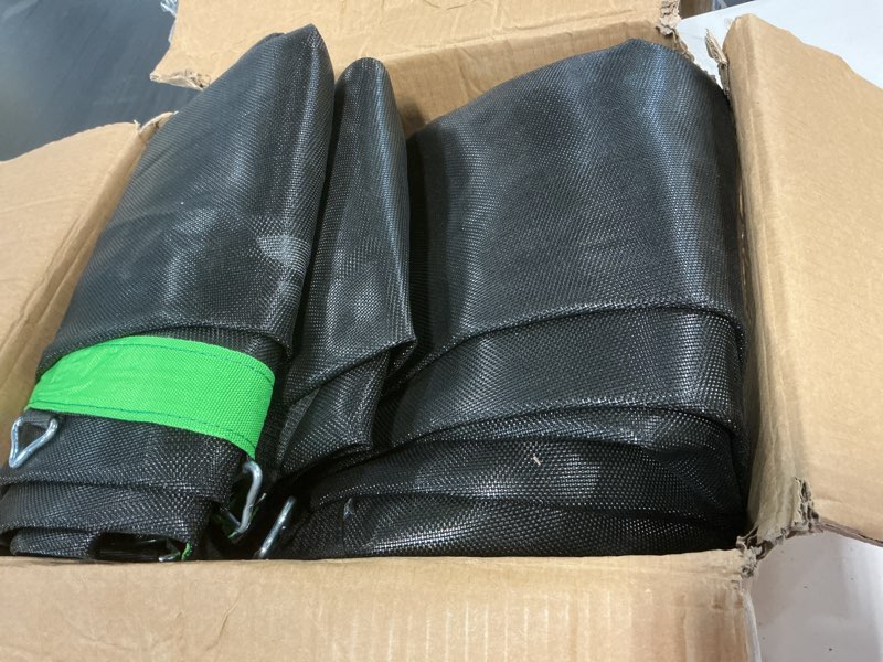 Condition photo showing As Is for zoomster replacement jumping mat, fits 14 ft round trampoline frame with 72 v-hooks, using 5.5" springs 150" premium trampoline mat (excluding frame and spring)