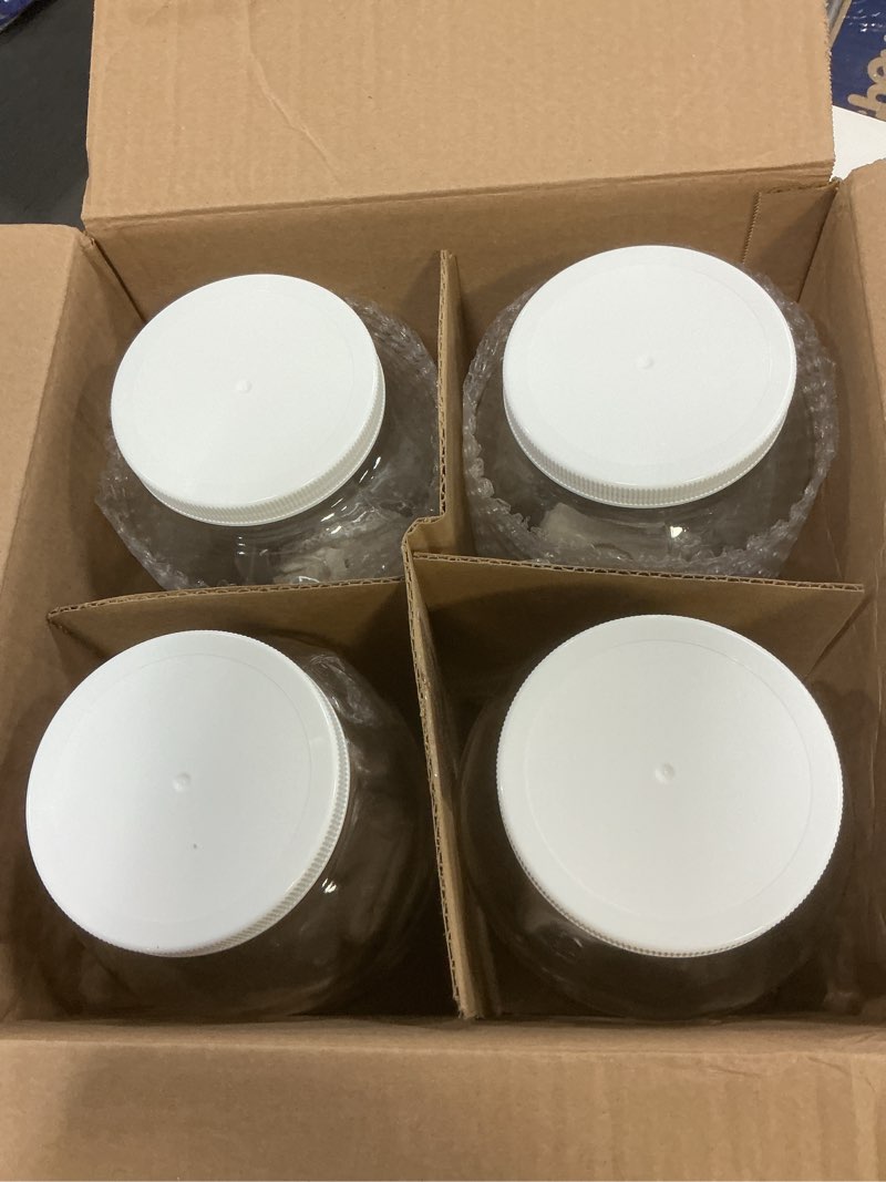 Condition photo showing New/Like New for Wide Mouth 1 Gallon Glass Jars with Lids - Gallon Mason Jars for Kombucha & Sun Tea - 4pk Large Storage Jars with Airtight Lids