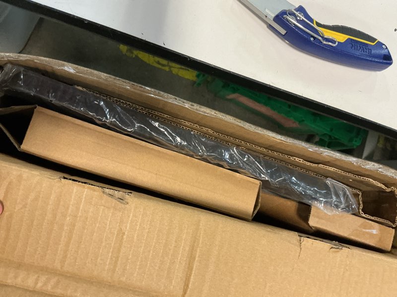 Condition photo showing New/Like New for drive medical overbed table with wheels - secure height adjustment for comfort - non tilt surface - smooth rolling design - home & hospital use - woodgrain laminate top - silver vein silver vein table