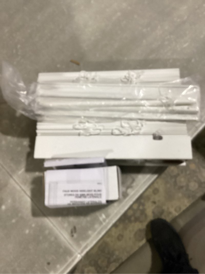 Condition photo showing item condition for ARLO BLINDS Faux Wood Blinds with Crown Valance - 24\" Width x 84\" Height, White, Cordless Window Blinds & Shades - Blinds for Indoor Windows, 2\" Faux Wooden Blinds for Home, Window Shades 24\"W x 84\"H White