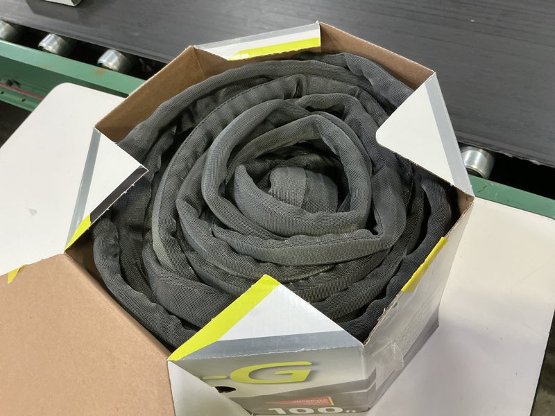 Condition photo showing As Is for zero-g teknor apex 5/8-in x 100-ft premium-duty kink free woven gray hose