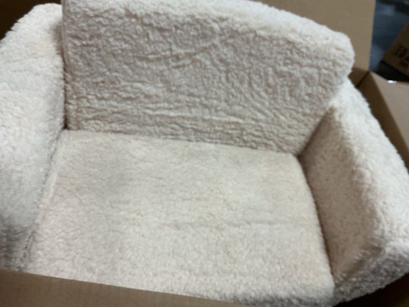 Condition photo showing As Is for Delta Children Cozee Flip-Out Sherpa 2-in-1 Convertible Chair to Lounger for Kids, Cream