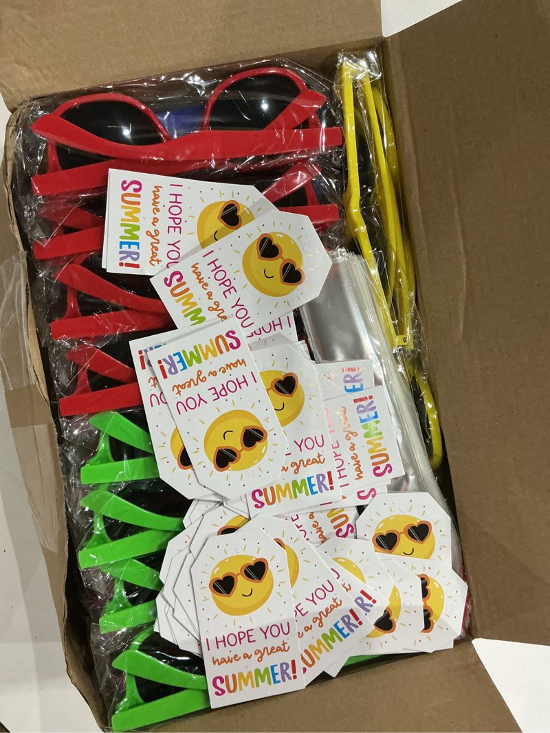 Condition photo showing Good Condition for geiserailie 48 packs summer party supplies sunglasses bulk with gift tags, neon beach pool party decoration, summer camp birthday goodie bag fillers prizes giveaways colorful 48