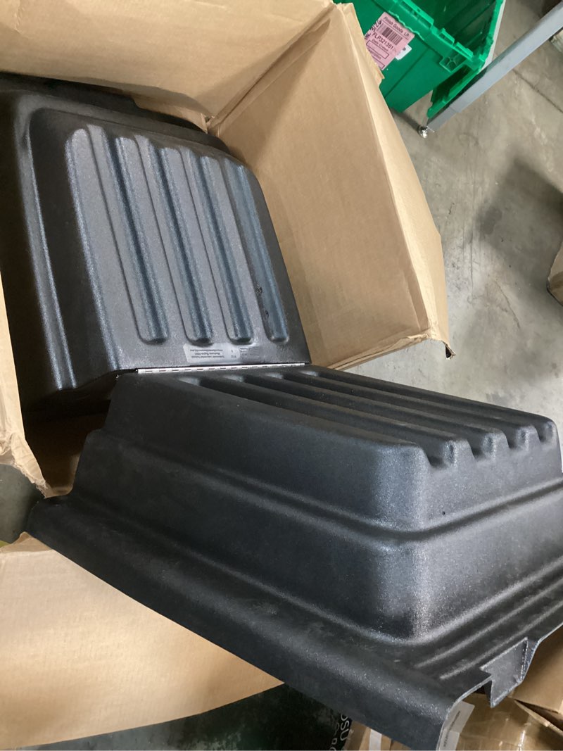 Condition photo showing Good Condition for rubbermaid commercial tilt truck dome lid, 3/4 cu. yd, black, for distribution centers/warehouse/manfacturing/construction structural foam 3/4 cubic yards