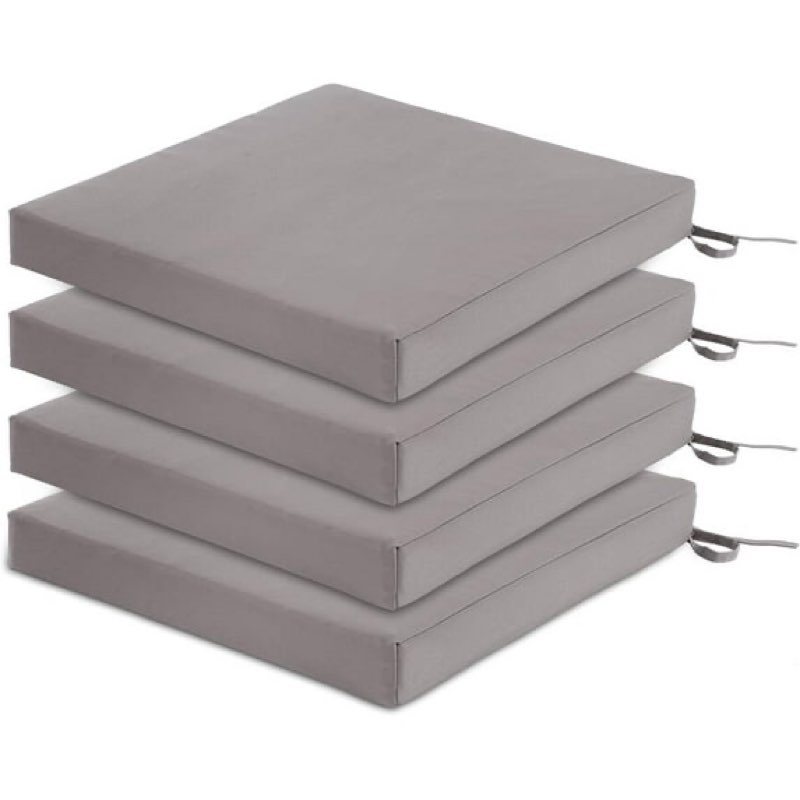  Ypynbap Patio Chair Cushions Set of 4, Outdoor Seat Cushions for Patio Furniture 19 x 19 Inch, Indoor Square Corner Dining Chair Pads Set with Ties and Inner Dust Cover, (Grey)