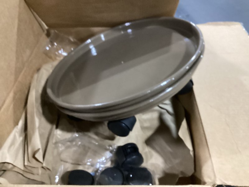 Condition photo showing Good Condition for Plant Caddy with Wheels 15.5 Inch - 2 Pack Plant Caddy on Wheels Heavy Duty,Plant Dolly Plant Tray with Wheels Planter Caddies Indoor/Outdoor, Brown 15.5inch 2Pcs Brown