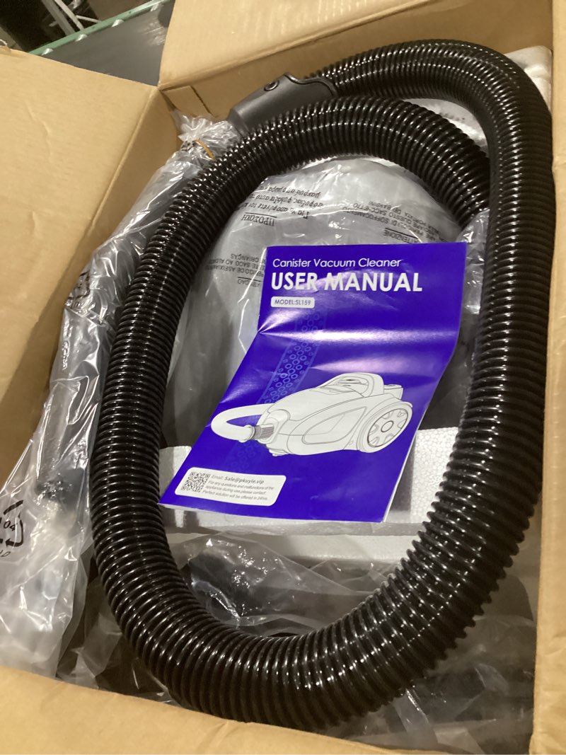 Condition photo showing Good Condition for canister vacuum cleaner, 32kpa 1600w bagless vacuum cleaner, dust full indicator, h13 hepa filter, 3.7qt large capacity, lightweight vac for hard floors, carpet, pet, upholstery, blue