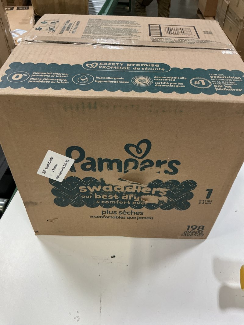 Condition photo showing New/Like New for pampers swaddlers diapers, size 1 (8-14 lbs), 198 count, absorbent, keeps baby dry and comfortable, skin safe disposable baby diaper (packaging may vary) size 1 198