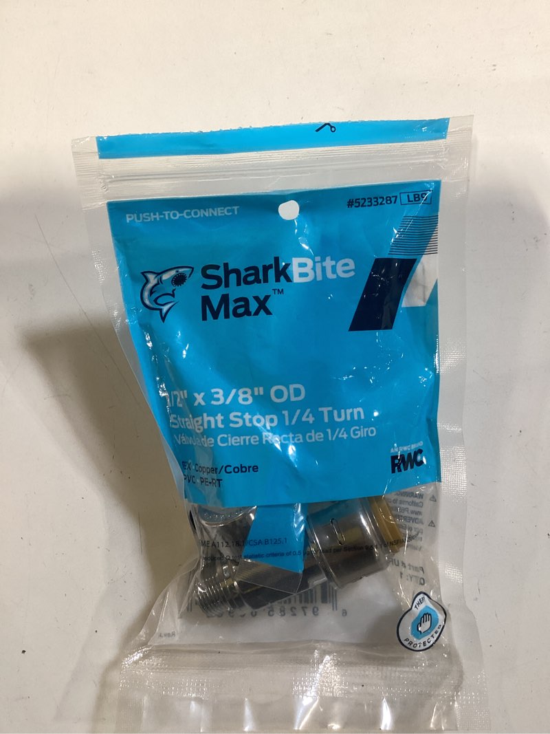 Condition photo showing Good Condition for sharkbite 1/2-in push-to-connect x 3/8-in compression brass quarter turn stop straight valve item #5233287 | model #ur23037zc