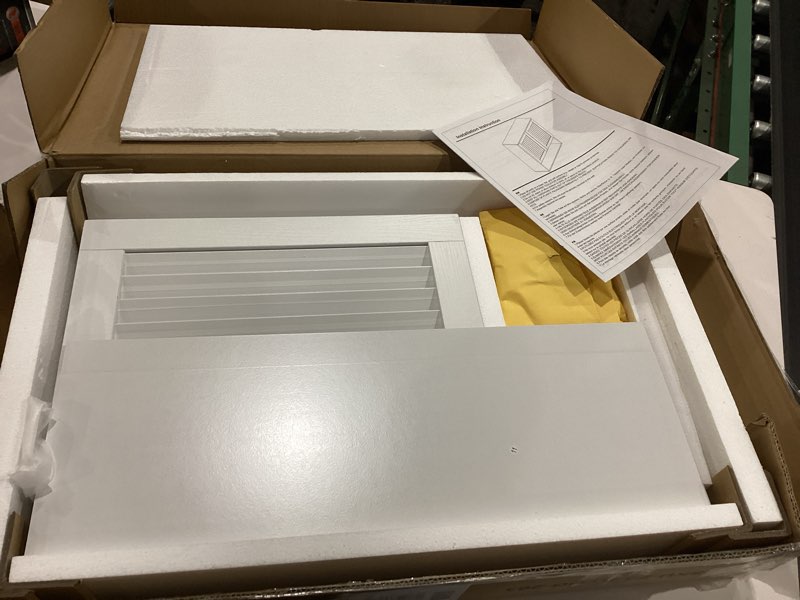 Condition photo showing New/Like New for smart fendee bathroom cabinet with louvered door, white wall mounted cabinet with adjustable shelf for bathroom, laundry room, above toilet organizer white farmhouse